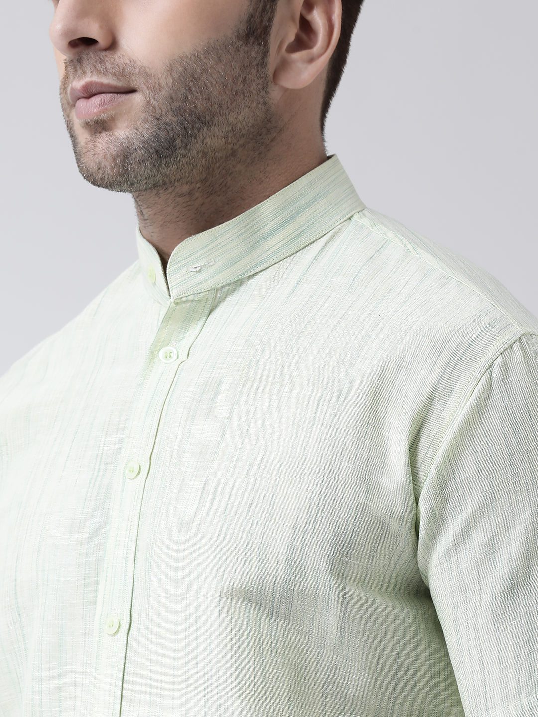 RIAG Green Men's Chinese Collar Half Sleeves Shirt