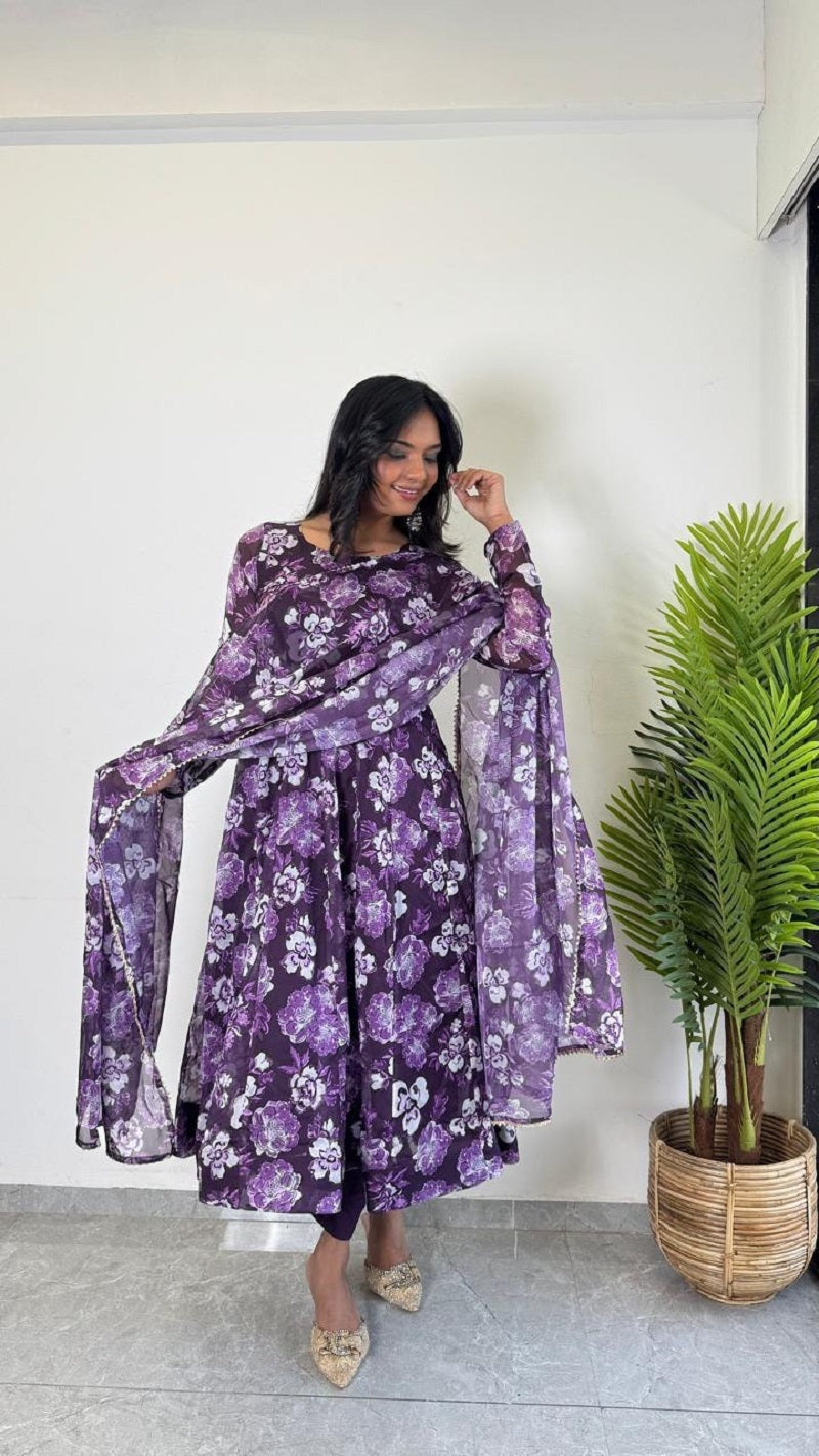 Teeya Creation Multi Color Pure Soft Organza Digital Print Fully Stitched Gown