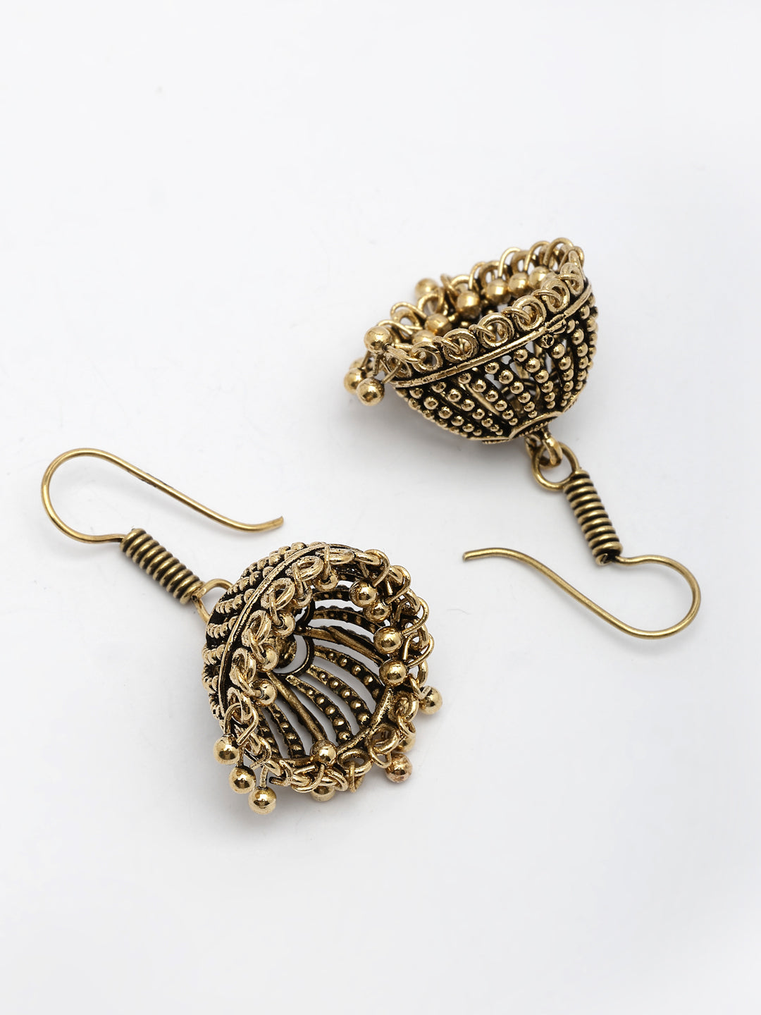 NVR Women Gold-Polished German Silver Jhumka Earrings
