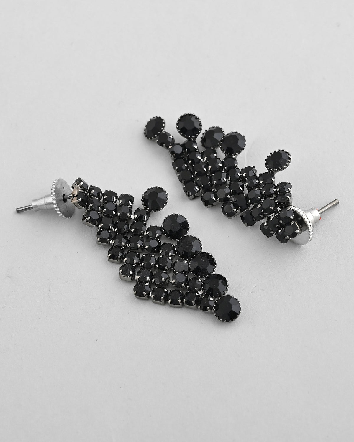 VOJ Black American Diamond Chokar Jewellery Set With Earrings