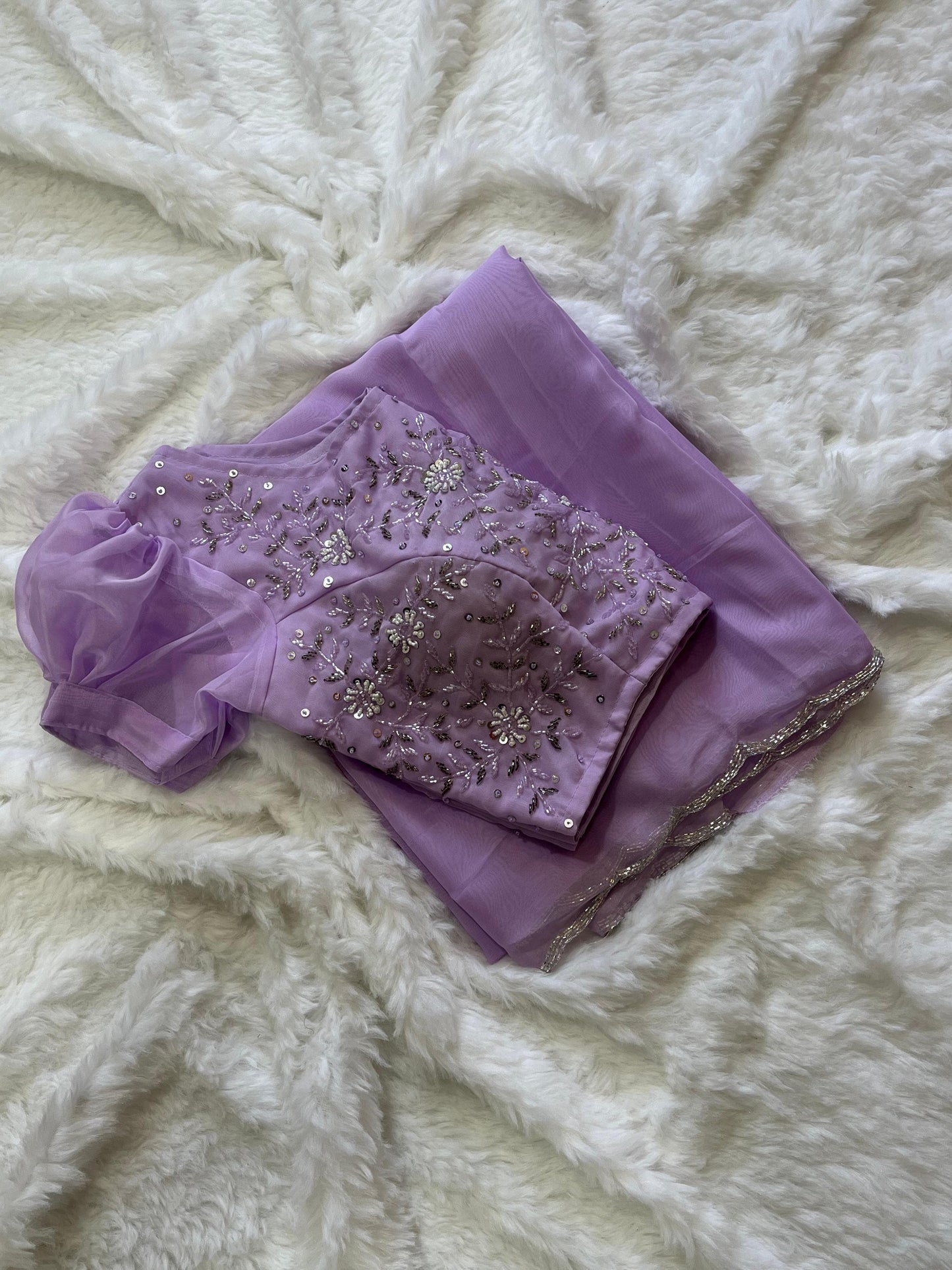 Beautiful Purple Organza saree