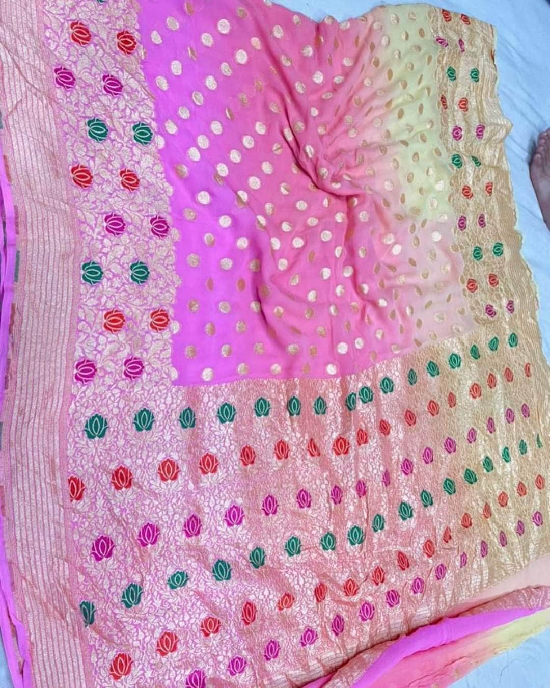 Designer Banarasi Georgette Chiffon - Silk Saree with meenakari work