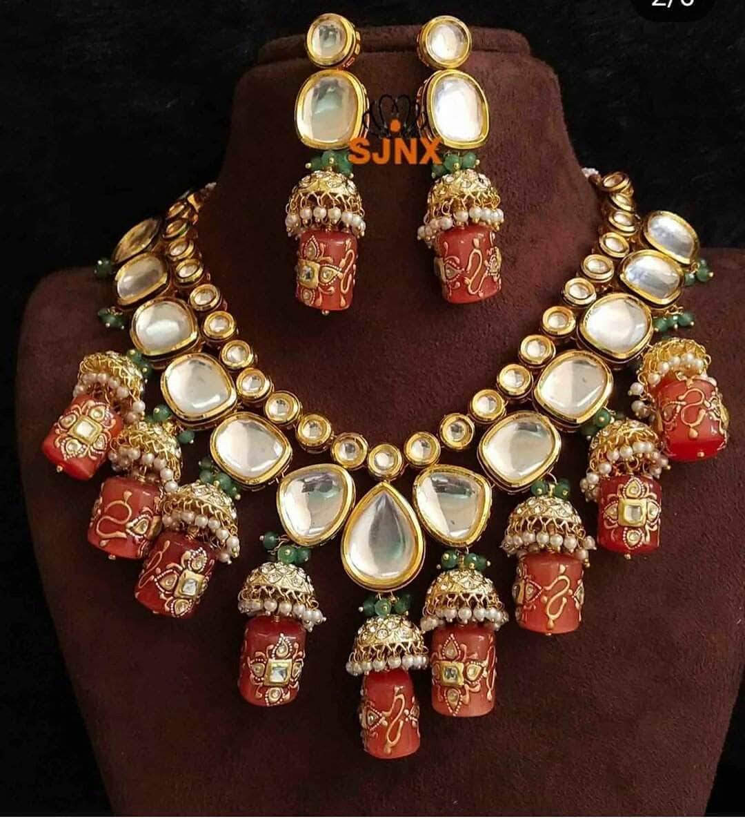 Designer Onyx Beads Kundan Set