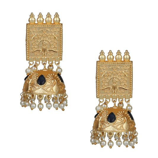 Joban Fashion Women Matte Gold Brass Jhumka