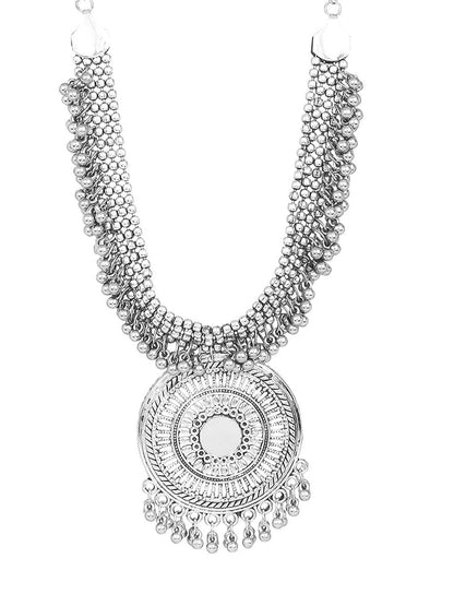 Cardinal Oxidized Silver-Toned Long Women Jewellery Set