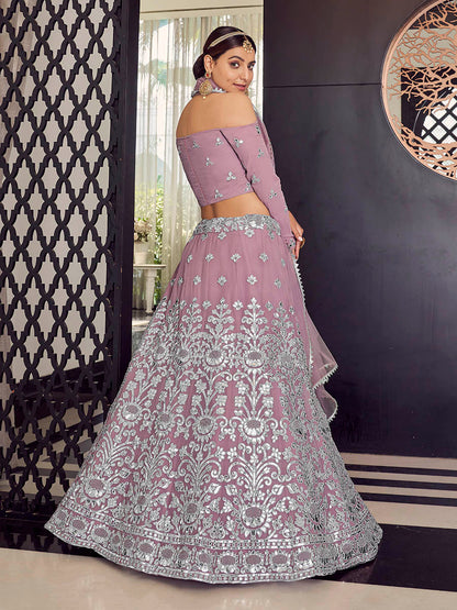 Myra Mauve Georgette Embroidered Designer Lehenga