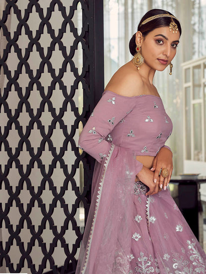 Myra Mauve Georgette Embroidered Designer Lehenga