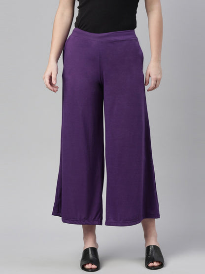 Souchii Violet Solid Wide Leg Palazzo