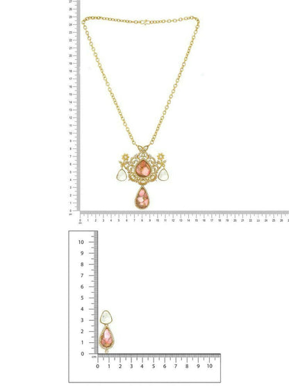 Glass Kundan Gold plated Long Earrings - Ruby Raang