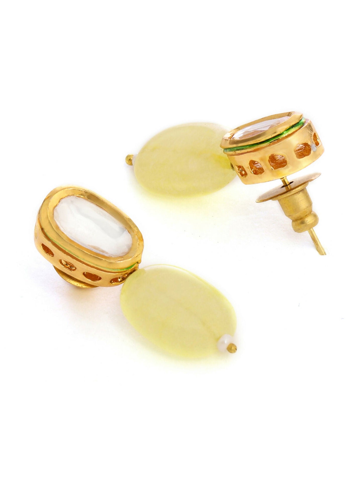 Ruby Raang Yellow Kundan Studs