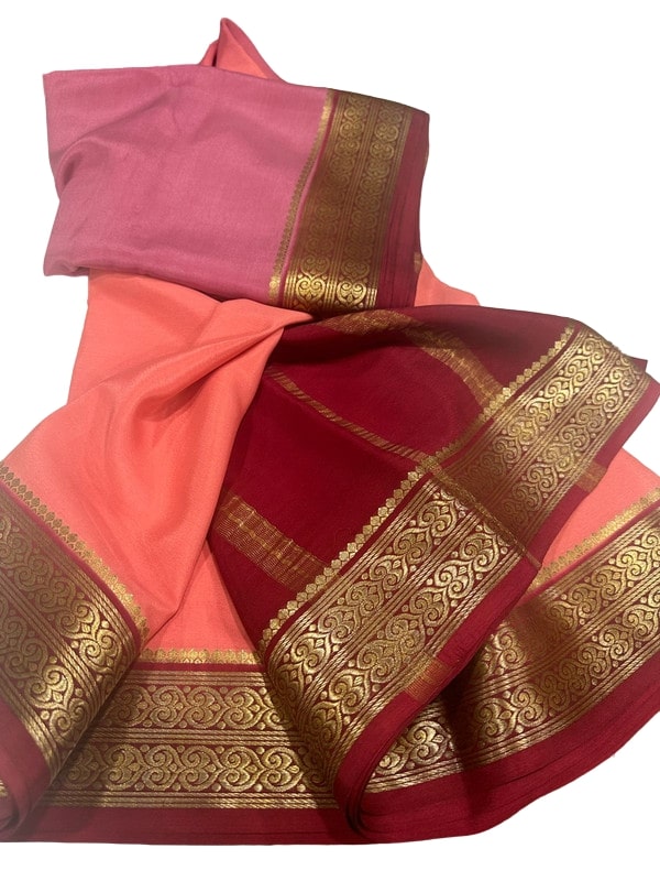 100 Gm Thickness Pure Mysoree Silk Saree with Traditional Border