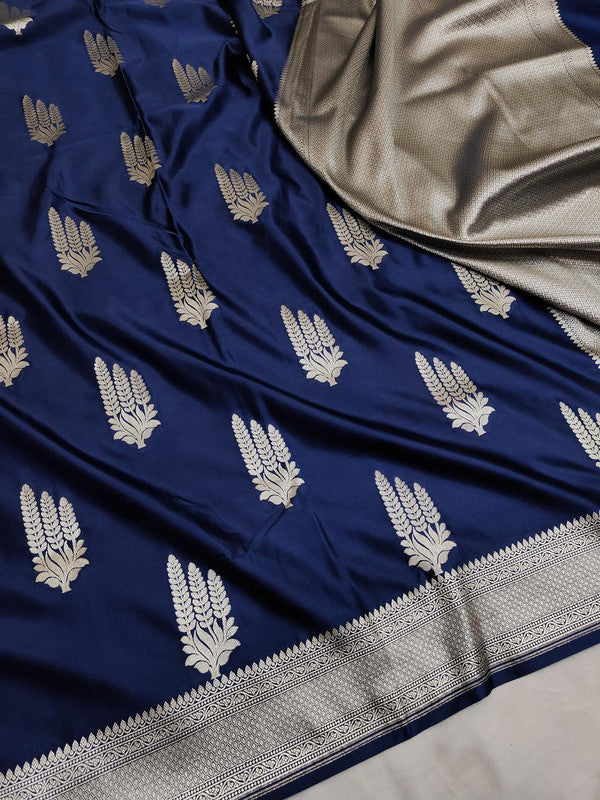 100% Pure Katan Handloom Woven Banarasi Silk Saree with Traditional Design