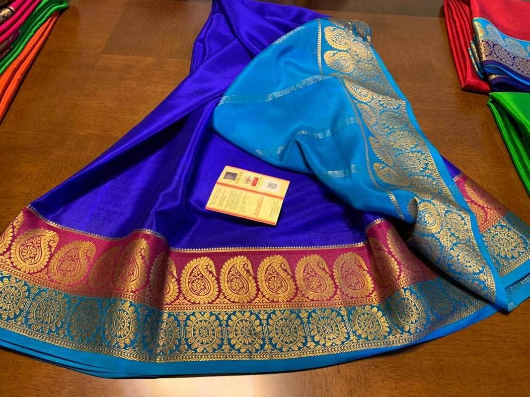 100Grm Thickness Double Contrast Pure South Silk Saree