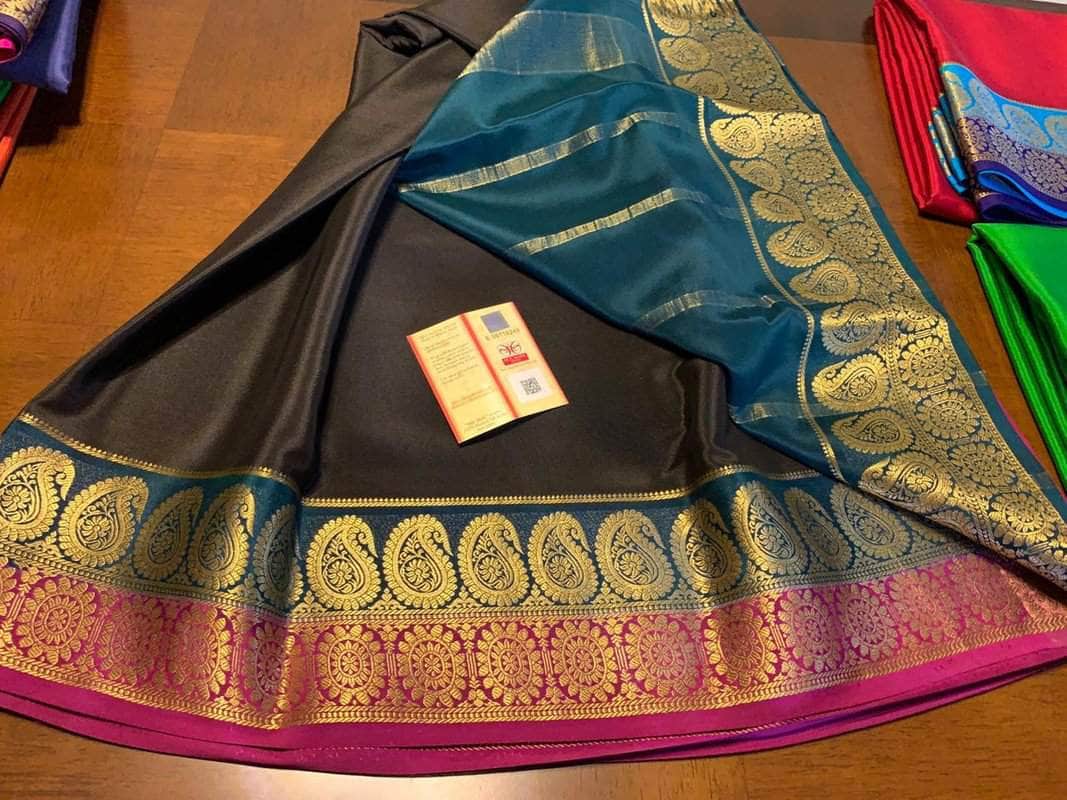 100Grm Thickness Double Contrast Pure South Silk Saree