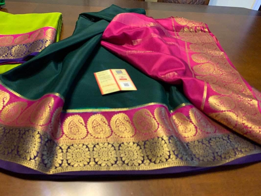 100Grm Thickness Double Contrast Pure South Silk Saree