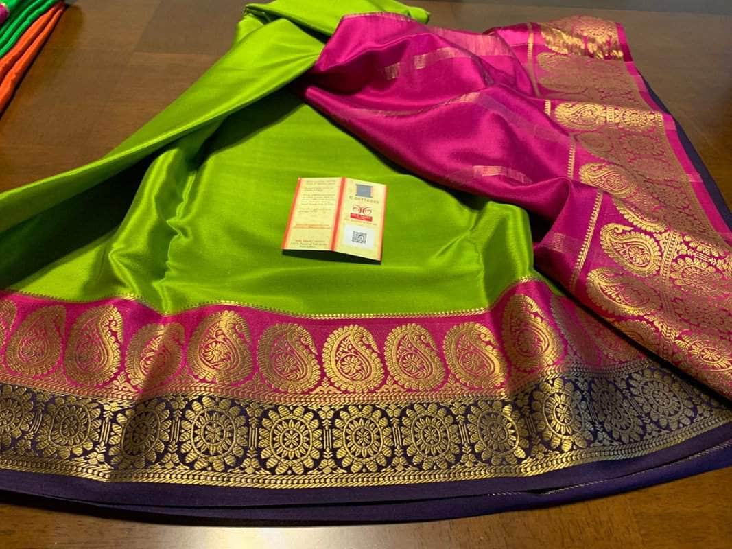 100Grm Thickness Double Contrast Pure South Silk Saree