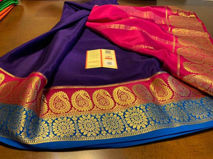 100Grm Thickness Double Contrast Pure South Silk Saree