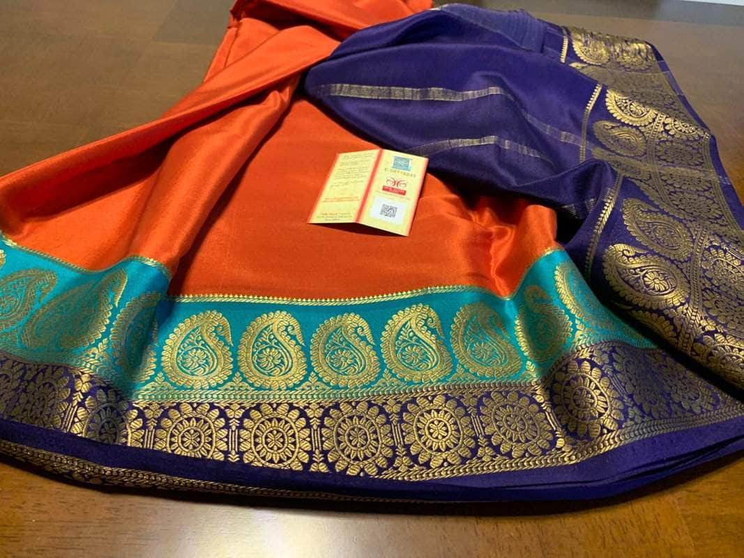100Grm Thickness Double Contrast Pure South Silk Saree