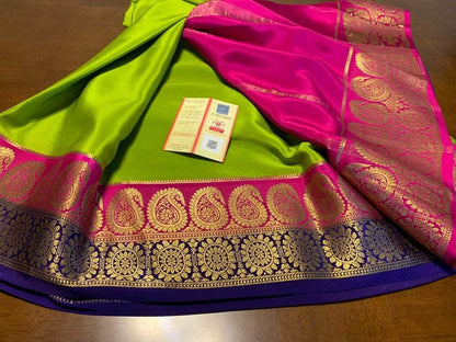 100Grm Thickness Double Contrast Pure South Silk Saree