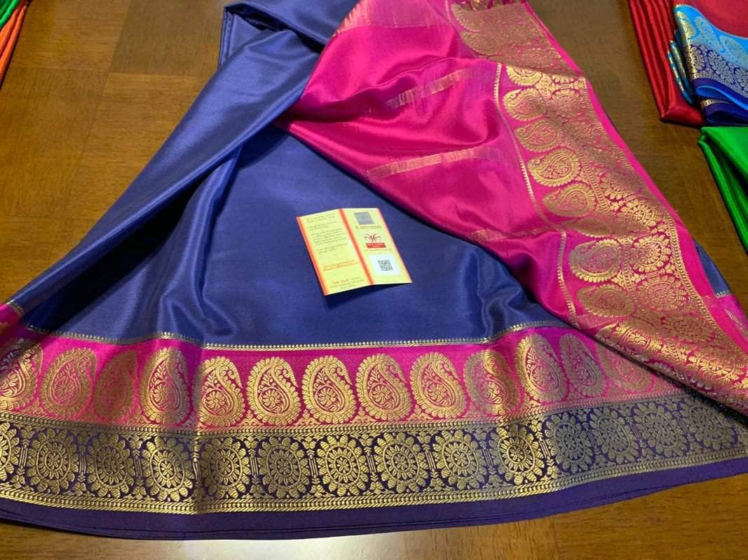 100Grm Thickness Double Contrast Pure South Silk Saree