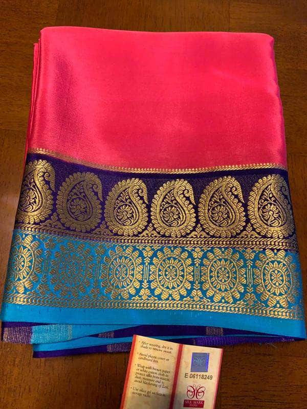 100Grm Thickness Double Contrast Pure South Silk Saree