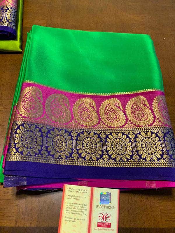 100Grm Thickness Double Contrast Pure South Silk Saree