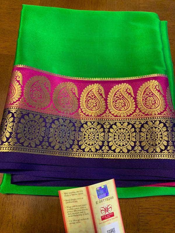 100Grm Thickness Double Contrast Pure South Silk Saree