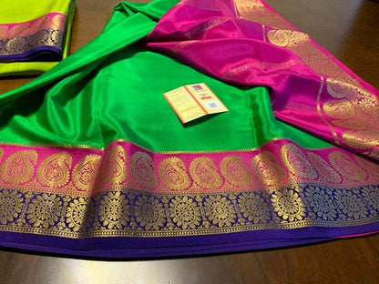 100Grm Thickness Double Contrast Pure South Silk Saree