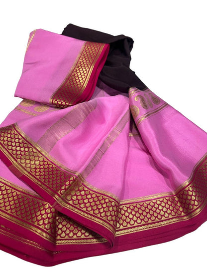 120gm Pure Mysore Silk Saree With Bentex Border