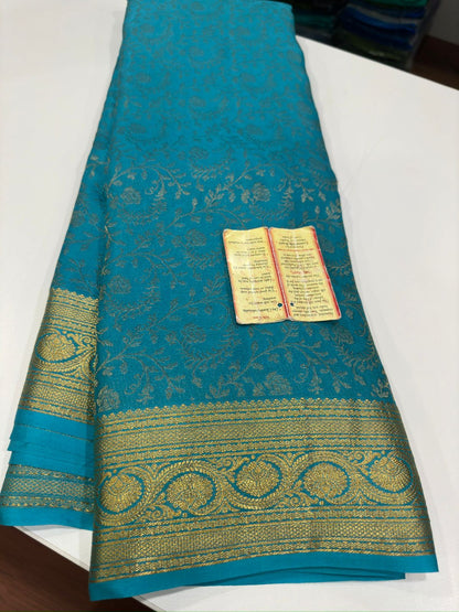 120grm Pure Brocade Fabric Mysore Silk Saree