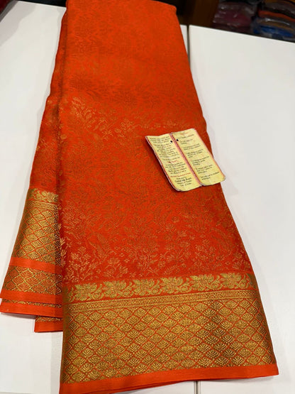 120grm Pure Brocade Fabric Mysore Silk Saree