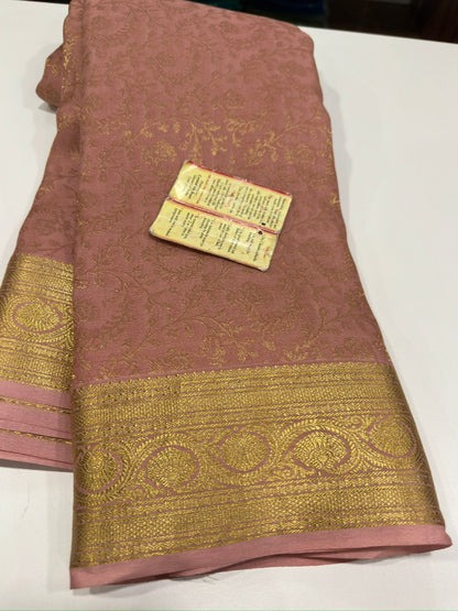 120grm Pure Brocade Fabric Mysore Silk Saree