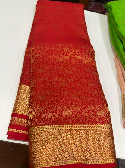 120grm Pure Brocade Fabric Mysore Silk Saree