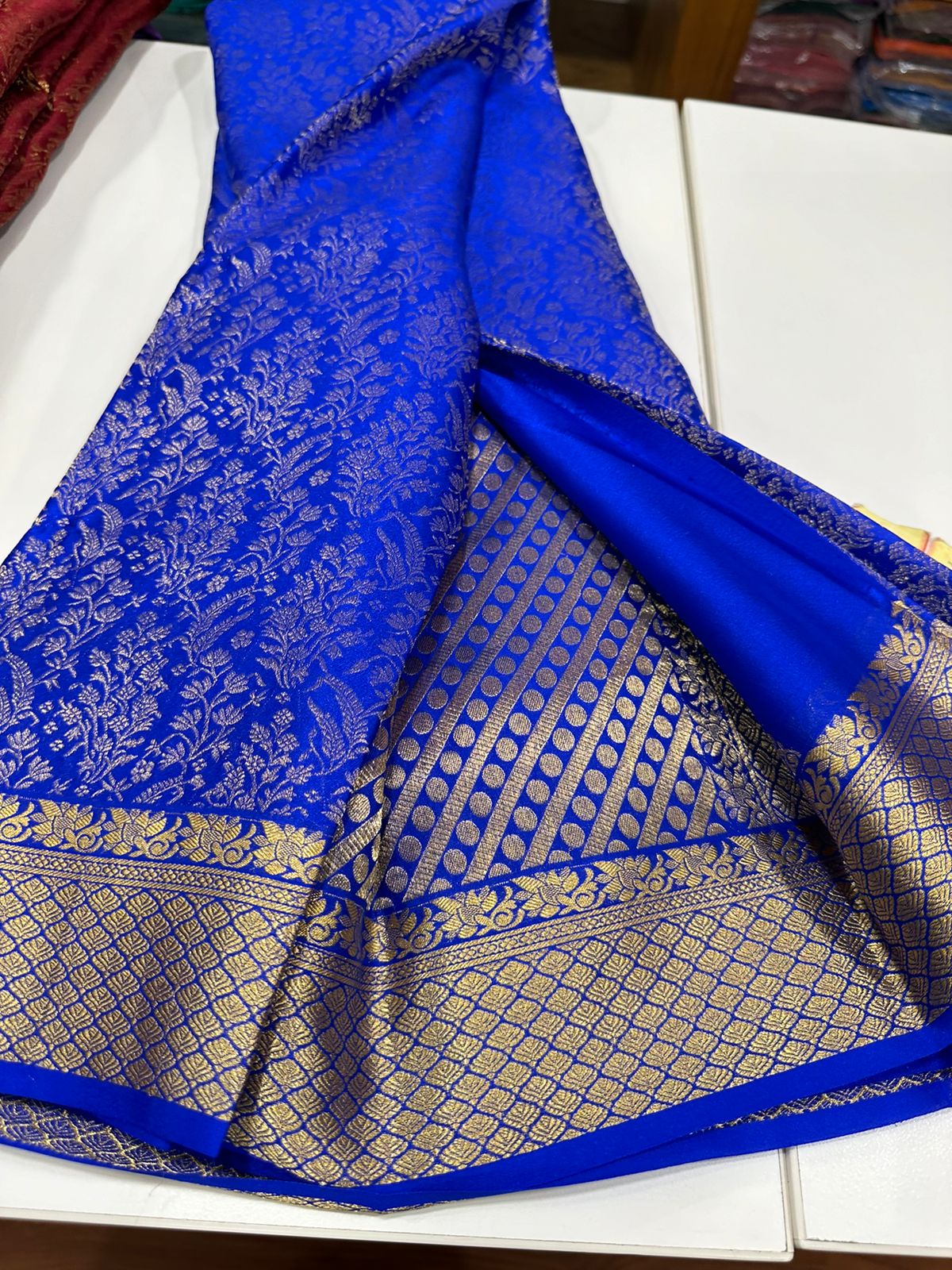 120grm Pure Brocade Fabric Mysore Silk Saree