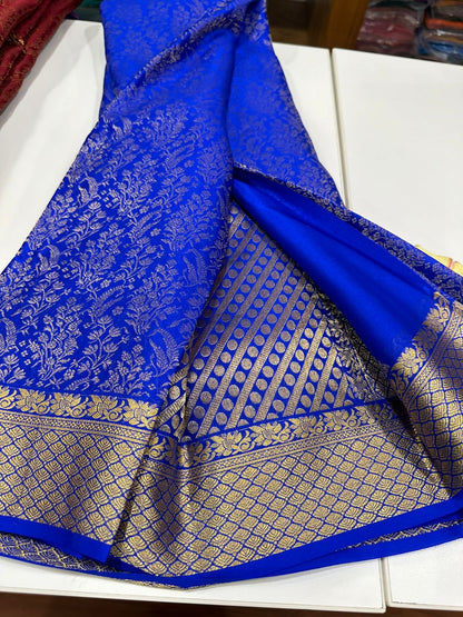 120grm Pure Brocade Fabric Mysore Silk Saree