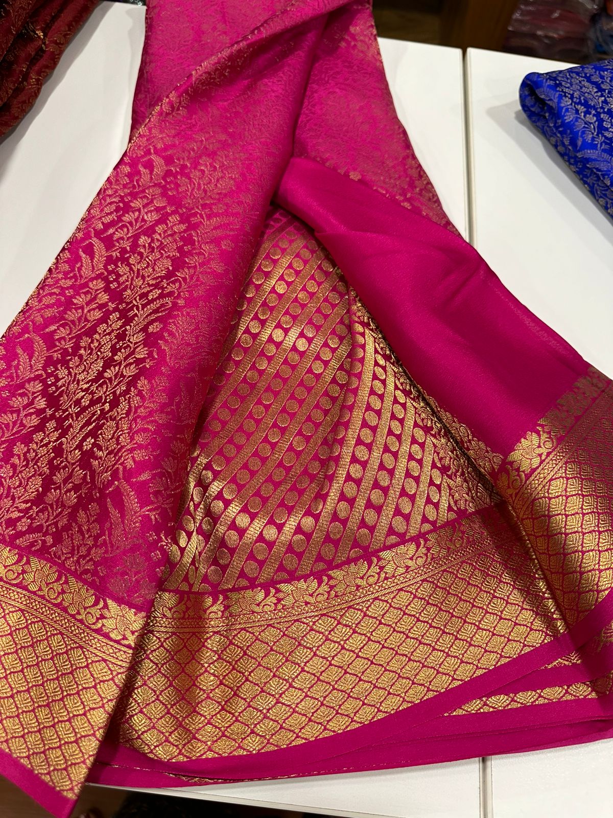 120grm Pure Brocade Fabric Mysore Silk Saree