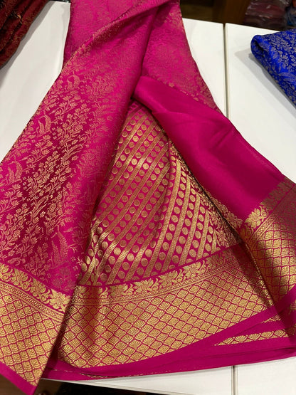 120grm Pure Brocade Fabric Mysore Silk Saree