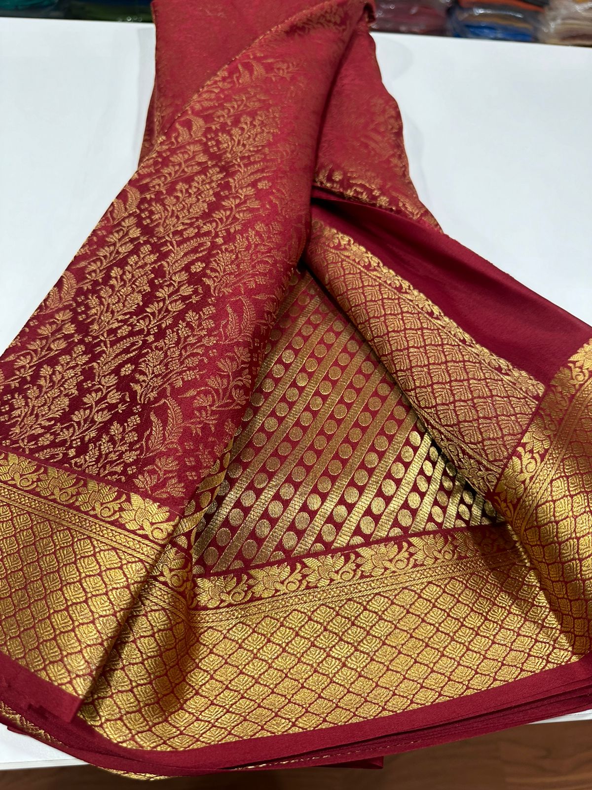 120grm Pure Brocade Fabric Mysore Silk Saree