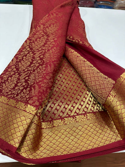 120grm Pure Brocade Fabric Mysore Silk Saree