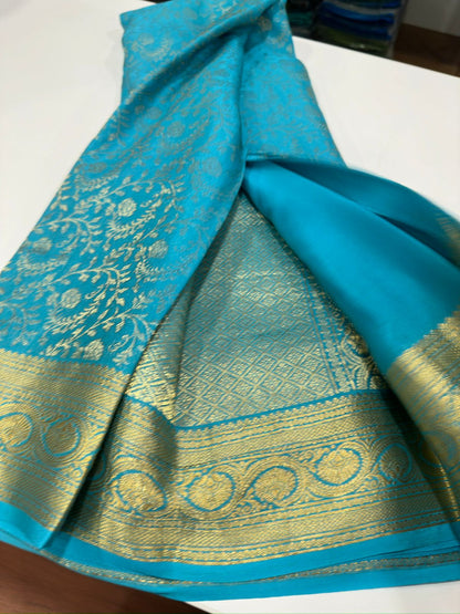 120grm Pure Brocade Fabric Mysore Silk Saree