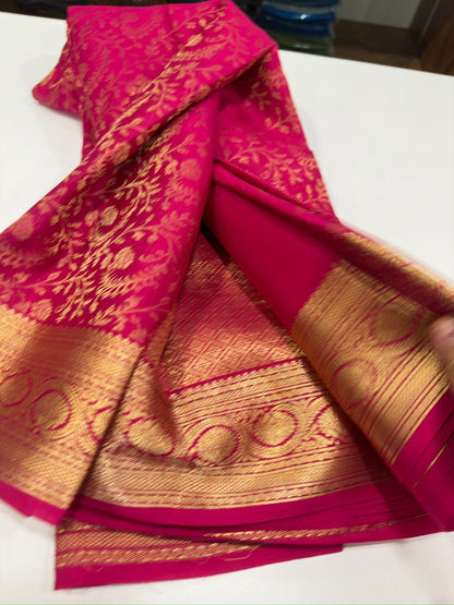 120grm Pure Brocade Fabric Mysore Silk Saree