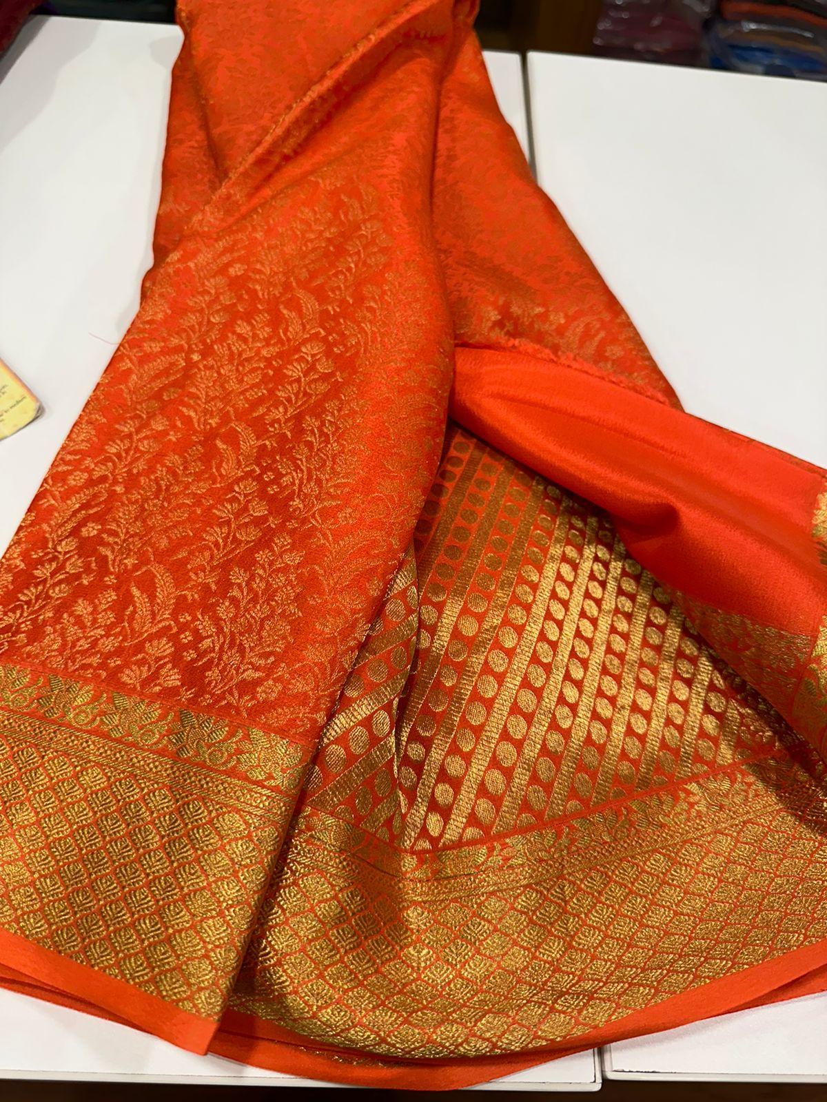 120grm Pure Brocade Fabric Mysore Silk Saree