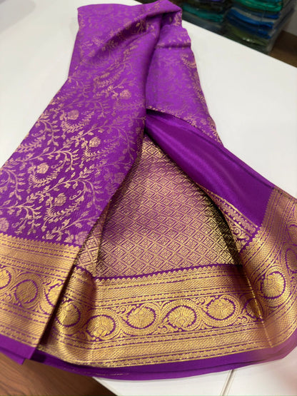 120grm Pure Brocade Fabric Mysore Silk Saree