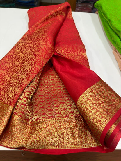 120grm Pure Brocade Fabric Mysore Silk Saree