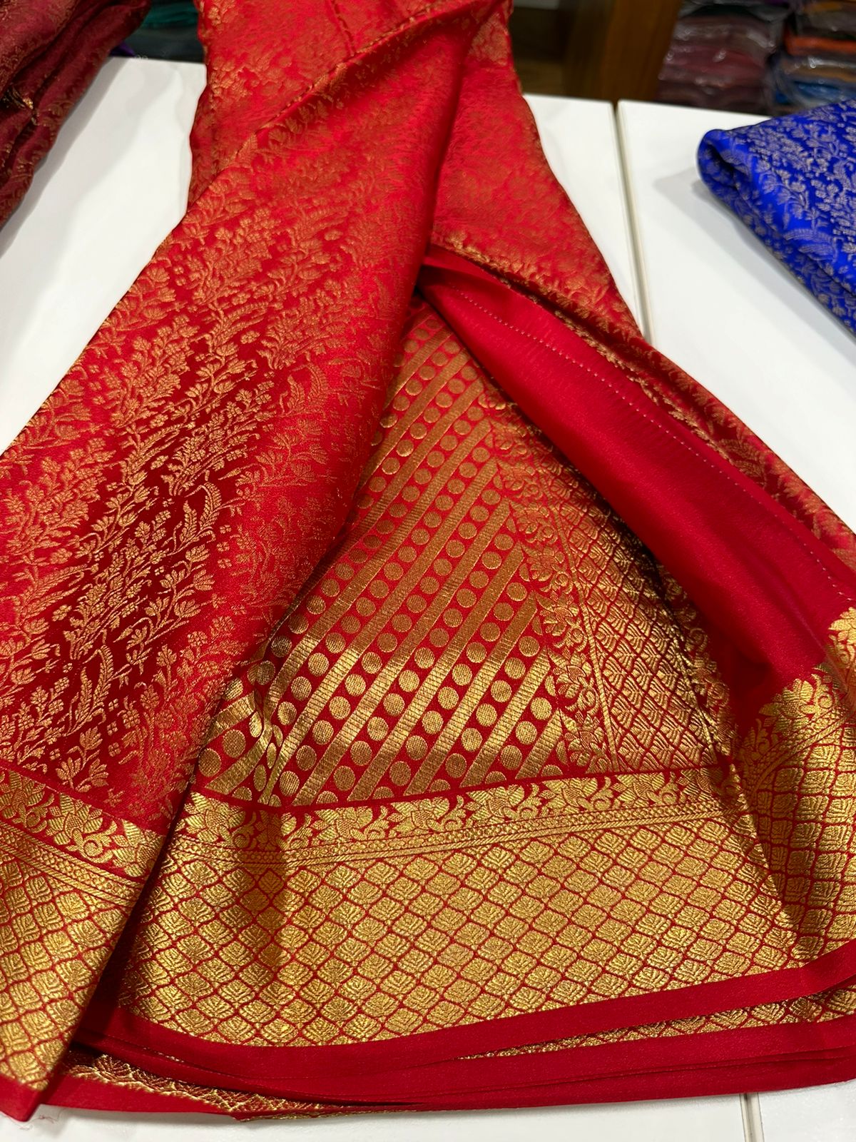 120grm Pure Brocade Fabric Mysore Silk Saree