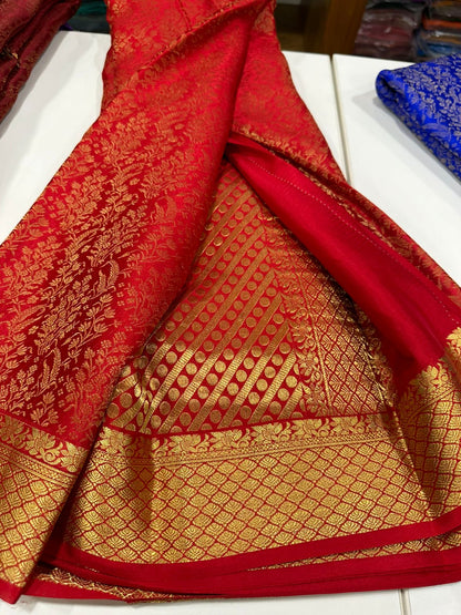 120grm Pure Brocade Fabric Mysore Silk Saree