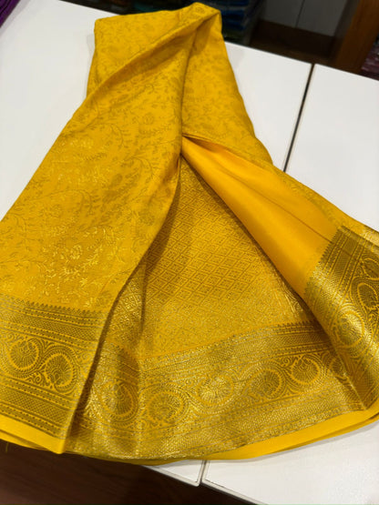 120grm Pure Brocade Fabric Mysore Silk Saree