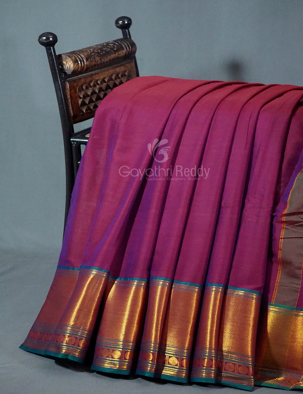 Kalanetha Magenta Pink Colour Zari Kanchi Style Pure Narayanpet Cotton Saree By Gayathri Reddy Designer Studio