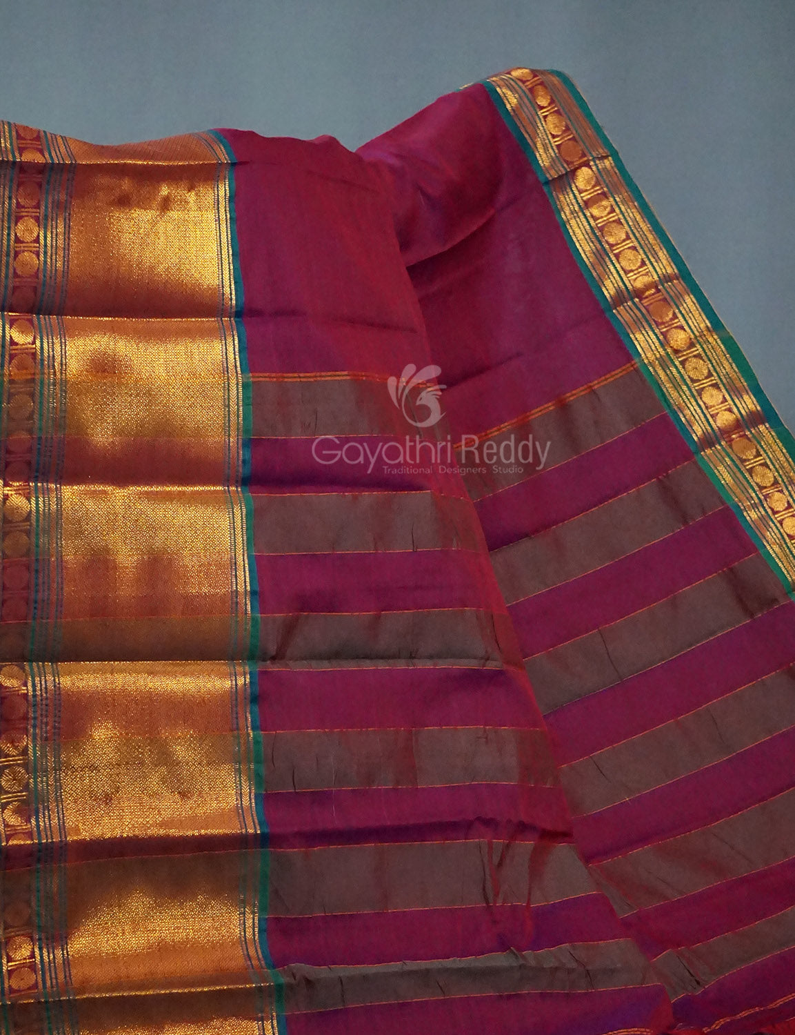 Kalanetha Magenta Pink Colour Zari Kanchi Style Pure Narayanpet Cotton Saree By Gayathri Reddy Designer Studio