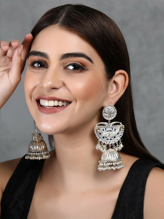 Joban Fashion Women Ghungroo Style Silver Tone Jhumka